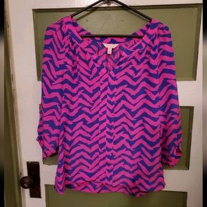 Lilly Pulitzer M silk Chevron blouse